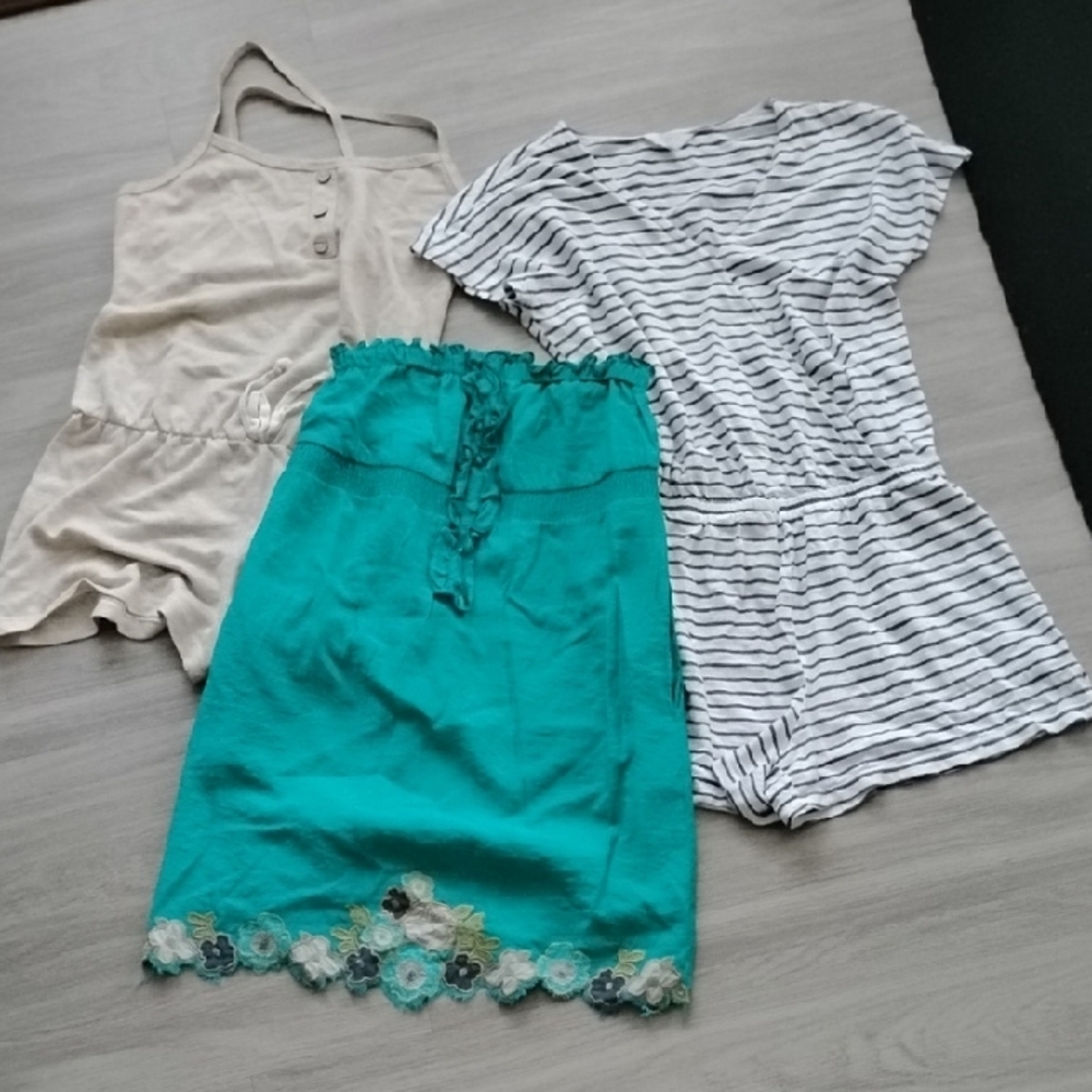 Trio* Women's Teal Lace-Trim Dress,  Casual Summer Style Romper Coverups